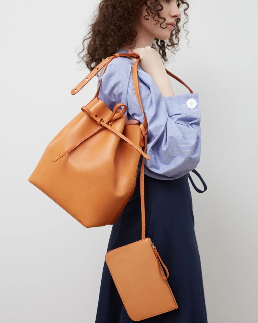 Borse A Secchiello Mansur Gavriel Vegetable Tanned Pelle Donna Marroni Chiaro | ZQS12FH6E2